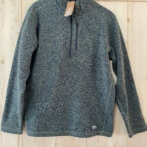 Eddie Bauer Gray Zip Up Sweater with High Collar and Fuzzy Texture